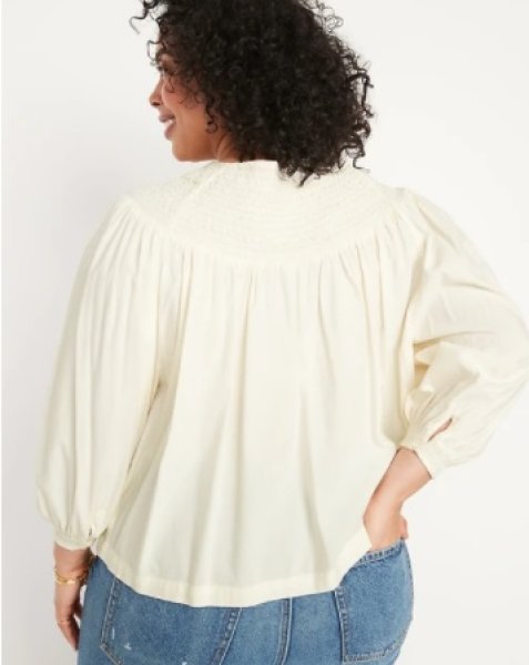 画像2: old navy　刺繍スモックブラウス　クリーム色 (2)